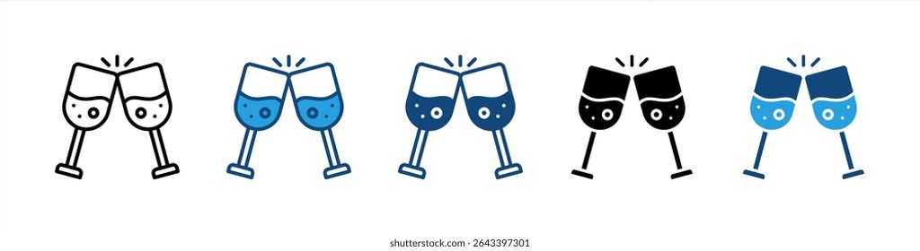 Champagne icon sheet colección de estilo múltiple