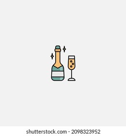 Champagne icon sign vector,Symbol, logo illustration for web and mobile