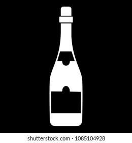 Champagne icon. Silhouette Champagne alcohol bottle vector icon for web design isolated on black background