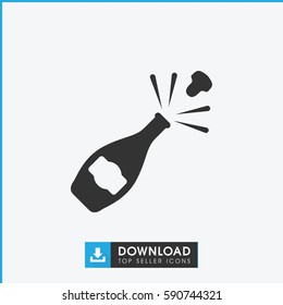champagne icon. Simple filled champagne vector icon. On white background.