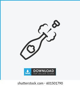 champagne icon. simple outline champagne vector icon. on white background.