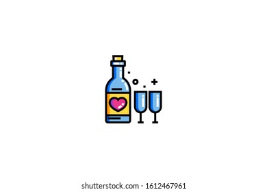 Champagne icon in trendy flat style isolated on white background vector illustration