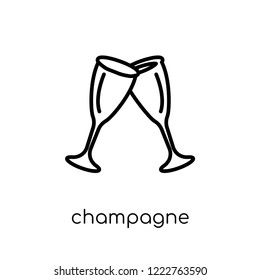 champagne icon. Trendy modern flat linear vector champagne icon on white background from thin line Drinks collection, outline vector illustration