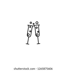 Champagne icon. Two champagne icon. Holiday champagne icon.