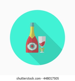 Champagne icon, Vector flat long shadow design. Racing concept.