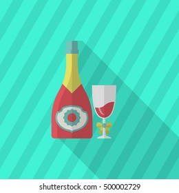 Champagne icon, Vector flat long shadow design. Racing concept.