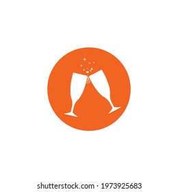 Champagne icon vector illustration logo design, background