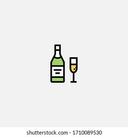 signo ilustrador vectorial del icono de champán