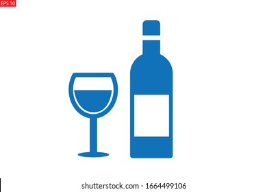 Champagne icon vector isolate on white background blue version