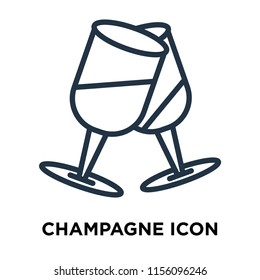 Champagne icon vector isolated on white background, Champagne transparent sign , thin symbols or lined elements in outline style