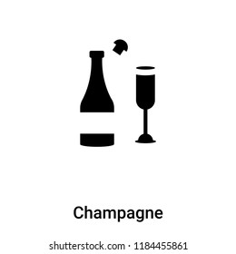 Champagne icon vector isolated on white background, logo concept of Champagne sign on transparent background, filled black symbol