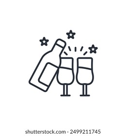 Champagne icon. vector.Editable stroke.linear style sign for use web design,logo.Symbol illustration.