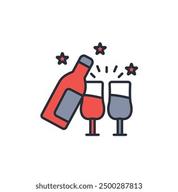 Champagne icon. vector.Editable stroke.linear style sign for use web design,logo.Symbol illustration.