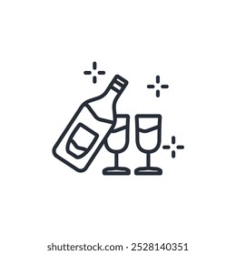 Champagne icon. vector.Editable stroke.linear style sign for use web design,logo.Symbol illustration.