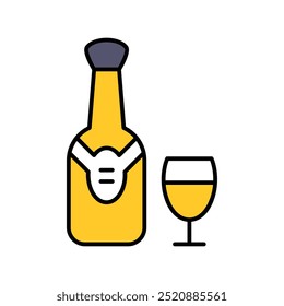champagne icon with white background vector stock illustration