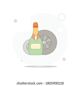 champagne icon. winner vector flat illustration on white