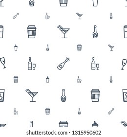 champagne icons pattern seamless white background. Included editable outline Cocktail, opened champagne, drink, wine glass and bottle icons. champagne icons for web and mobile.
