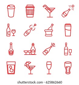 Champagne icons set. set of 16 champagne outline icons such as drink, Cocktail, wine glass, wine glass and bottle