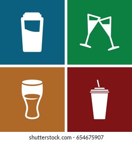 Champagne icons set. set of 4 champagne filled icons such as drink