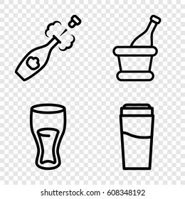 Champagne icons set. set of 4 champagne outline icons such as drink