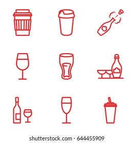 Champagne icons set. set of 9 champagne outline icons such as cocktail, drink, wine glass