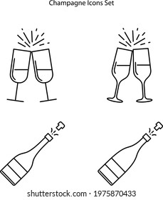 champagne icons set isolated on white background. champagne icon thin line outline linear champagne symbol for logo, web, app, UI. champagne icon simple sign.