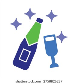 champagne icons simple colred vector