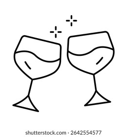 Champagne Line Editable Stroke Icon. Fast-food And Drinks Themes Vector Illustration