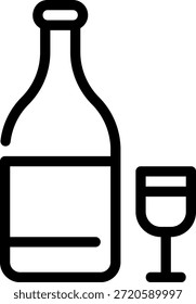 vetor de ilustração de ícone de linha de champagne