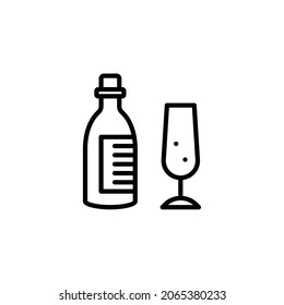Champagne Line Icon, Vector Template