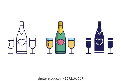 Champagne line and solid illustration icon