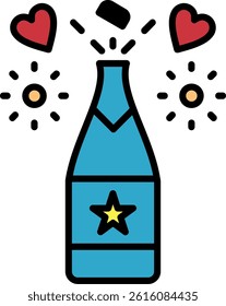 Champagne Line Vector Icon Design