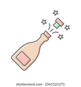 Champagne lineal color icon , vector, pixel perfect, illustrator file