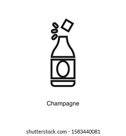 Champagne linear icon vector on white background. Drink black icon illustration