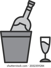 Champagne Linear Line Filled Vector Icon Design