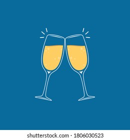 Champagne logo design. Cheers vector. Champagne glass logo.