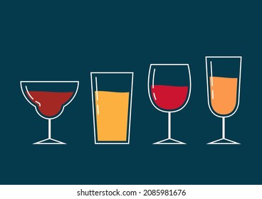 Champagner-Logo-Design. Fröhliche Vektorgrafik. Champagnerglas-Logo. Glas Bier und Wein Ikone.