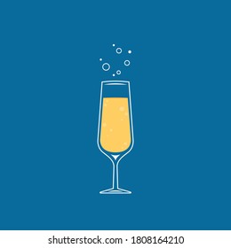 Champagne logo design. Champagne glass logo.