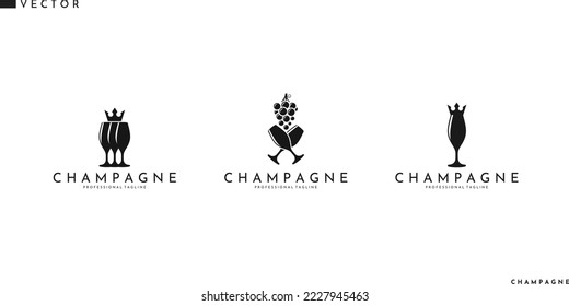 Champagne logo. Wine shop sign