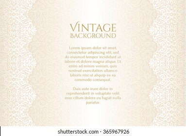 Champagne luxury vintage background with floral ornament