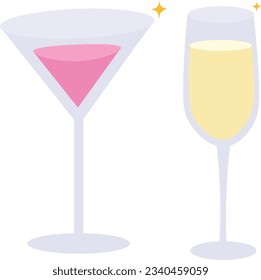 Champagne and martini glasses for a party vector illustration 