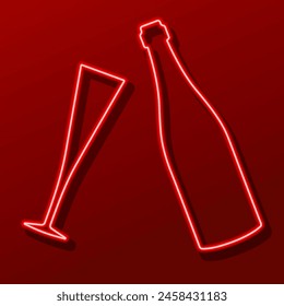 champagne neon sign, modern glowing banner design, colorful modern design trend on black background. Vector illustration.
