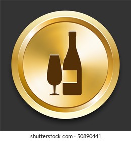 Champagne con el botón de Internet dorado Ilustración original