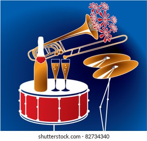 champagne on musical instruments