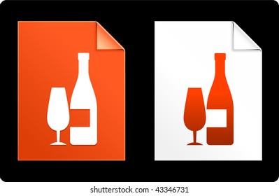 Champagne en papel Set Original Vector Illustración
