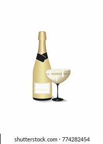 Champagne on a white background
