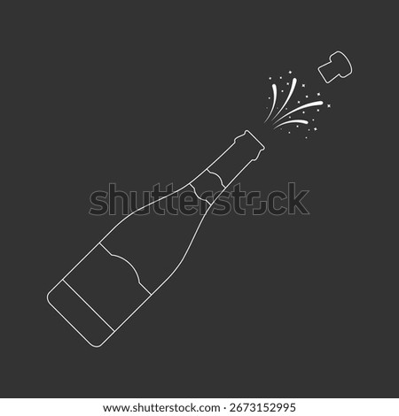 Champagne open graphic icon. Splashes of champagne sign isolated on black background. Vector illustration