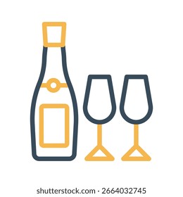 Champagne Outline bold Vector Icon que se puede modificar o editar fácilmente 