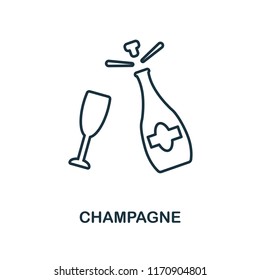 Champagne outline icon. Simple element illustration. Champagne icon in outline style from party icon collection. Design for mobile and web design, apps, software, print.