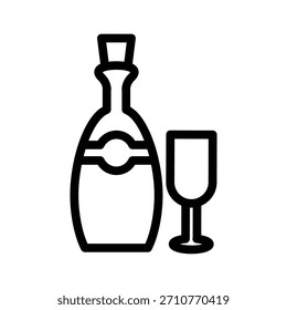 Champagner-Umriss-Symbol, Vektordesign gut für Web oder mobile App